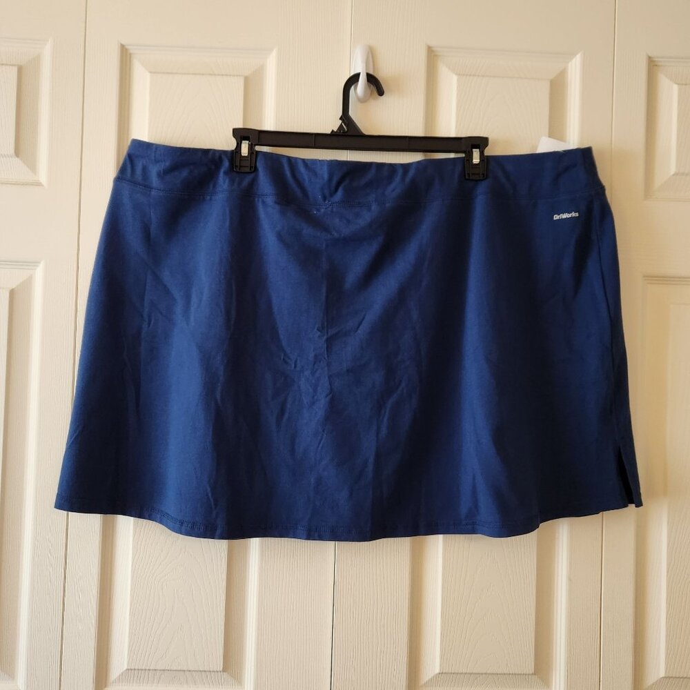 Athletic Works Womens DriWorks Blue Skort 4X 28W-30W Skirt with Shorts Under
